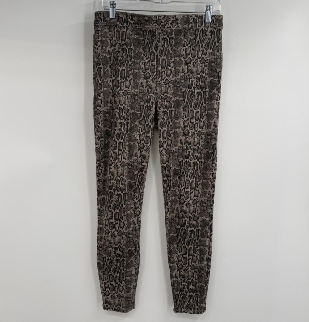 Spanx Jean Ish Ankle Leggings Womens Large Taupe Snakeskin Skinny 20018R